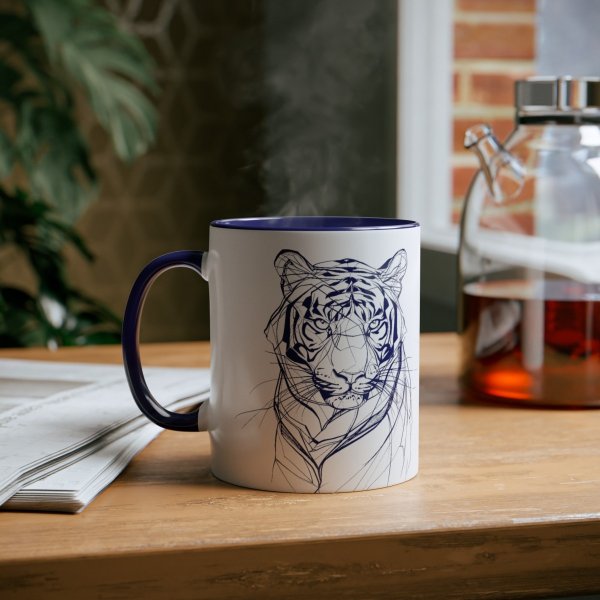 Personalized Tiger Two-Tone Coffee Mugs, 11oz - Image 36