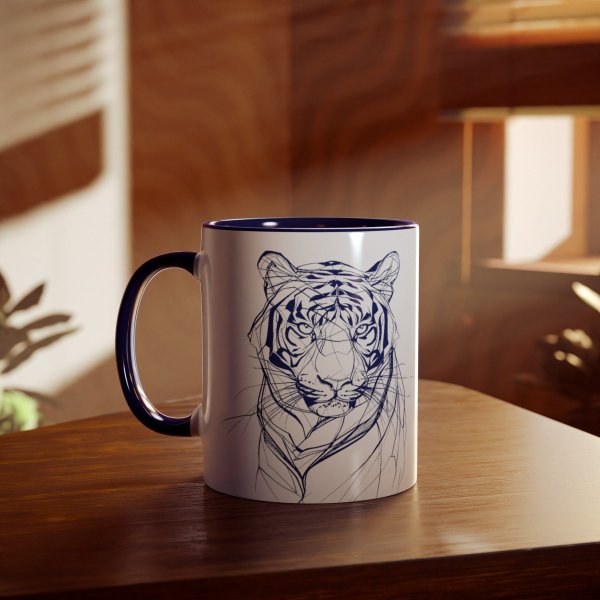 Personalized Tiger Two-Tone Coffee Mugs, 11oz - Image 38