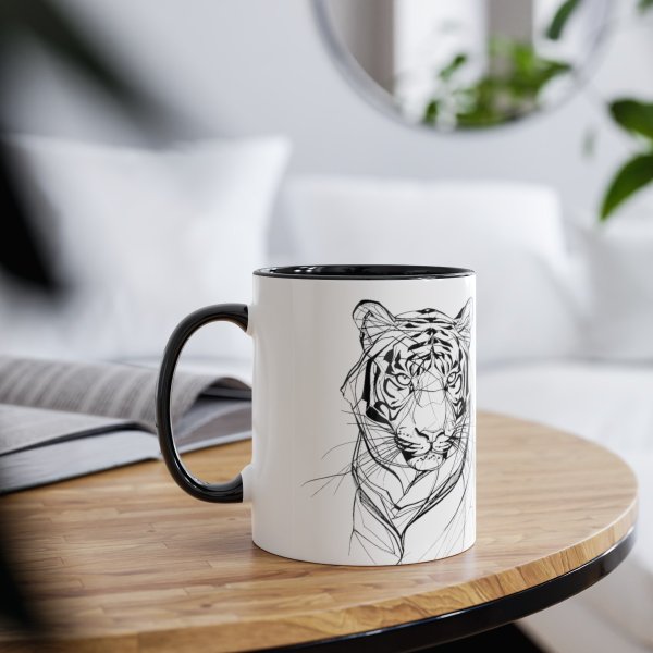 Personalized Tiger Two-Tone Coffee Mugs, 11oz - Image 7