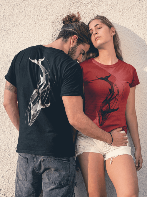 whale in waves t-shirt