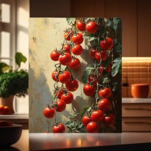 Impressionist Cherry Tomatoes Art Canvas Mounted Print