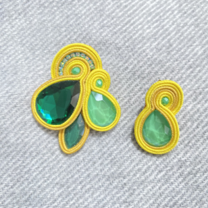 Emerald Green Handmade Soutache Earrings