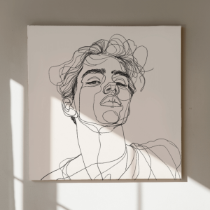 Minimalist Boy Line Drawing Portrait Canvas Print