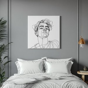 Minimalist Boy Line Drawing Portrait Canvas Print