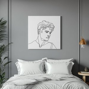 Minimalist young man Line art Drawing Portrait Canvas Print