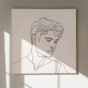 Minimalist young man Line art Drawing Portrait Canvas Print