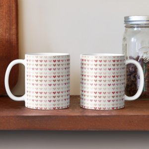 mini heart pattern shades of pink mug