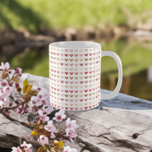 mini heart pattern shades of pink mug