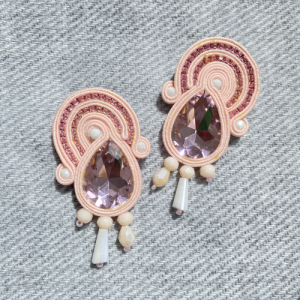 Light Pink Handmade Soutache Earrings