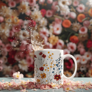 Vintage Coffee Mug, Floral Mug