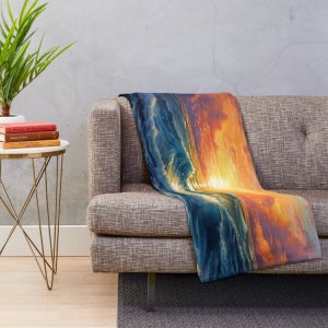 Ocean Sunrise Art Throw Blanket