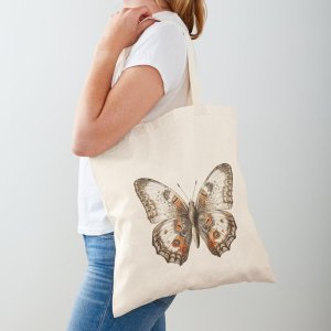 Vintage Butterfly Brown Cream Orange Tote Bag