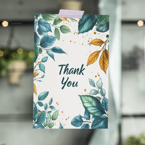 botanical watercolour 'thank you' card