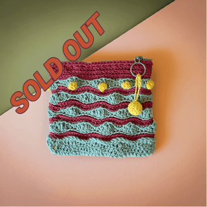Olive Cherry Waves Crochet Pouch