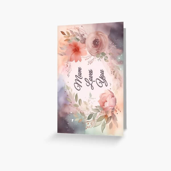 Floral ‘Mum Loves You’ Greeting Card - Image 2