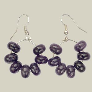 Handmade Amethyst Gemstone Hoop Earrings – 925 Sterling Silver Hooks | February Birthstone Jewelry | Gift Wrapped with Custom Message