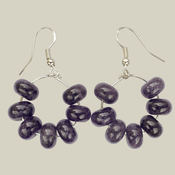 Handmade Amethyst Gemstone Hoop Earrings – 925 Sterling Silver Hooks | February Birthstone Jewelry | Gift Wrapped with Custom Message