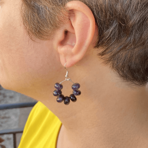 Handmade Amethyst Gemstone Hoop Earrings – 925 Sterling Silver Hooks | February Birthstone Jewelry | Gift Wrapped with Custom Message