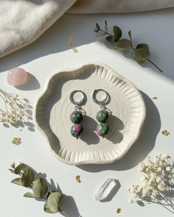 Handmade Ruby Zoisite (Anyolite) Gemstone Earrings