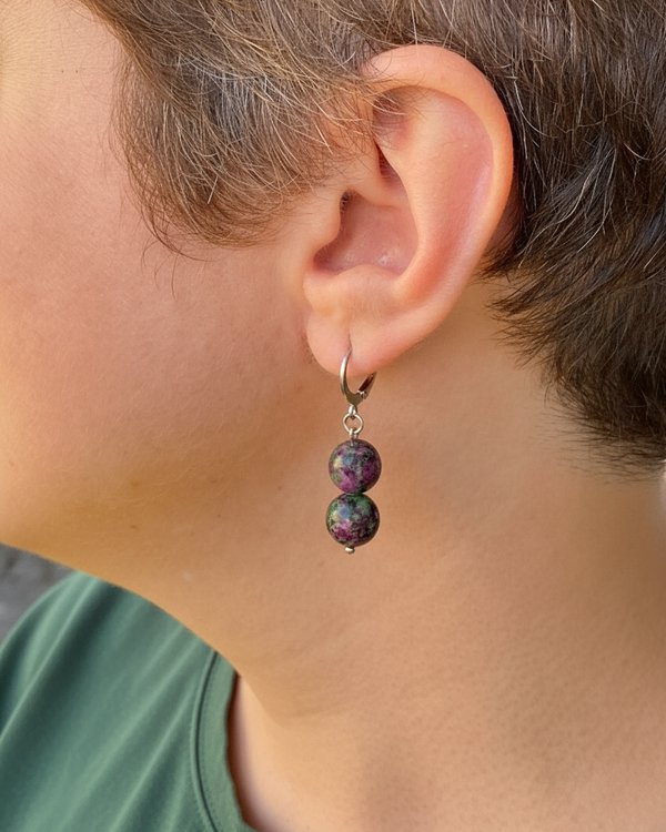 Handmade Ruby Zoisite (Anyolite) Gemstone Earrings