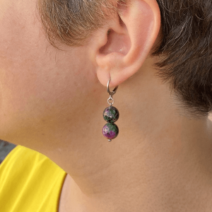 handmade natural ruby zoisite anyolite earrings gift