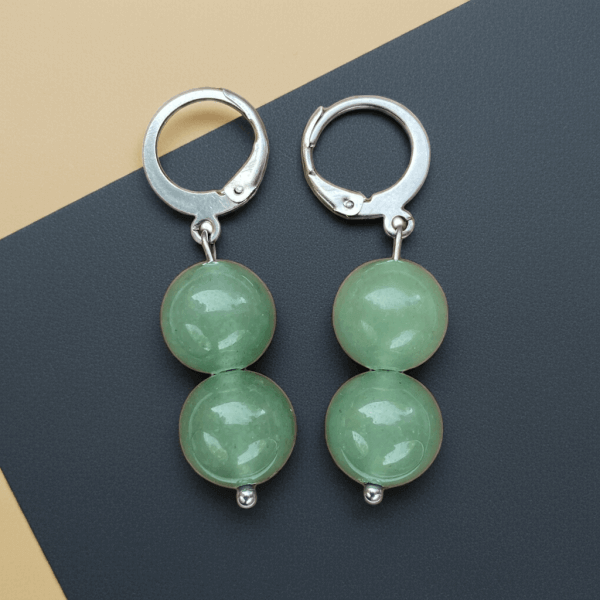 Handmade Natural Green Aventurine Earrings – Healing Crystal Gemstone Dangle Earrings – Stainless Steel Hooks, Natural Crystal, Great Gift Idea with Gift Wrap & Custom Message