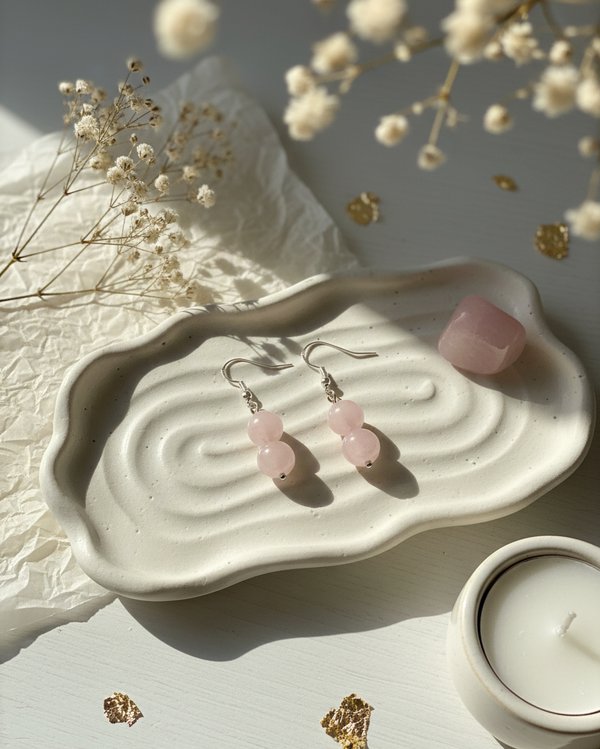Rose Quartz Crystal Earrings: Love, compassion, emotional healing
