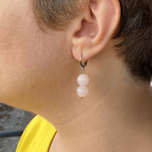 Handmade Natural Rose Quartz Earrings – 10mm Crystal Beads – Heart Chakra Healing Stone Jewelry – Gift for Her – Love & Compassion Crystal Earrings