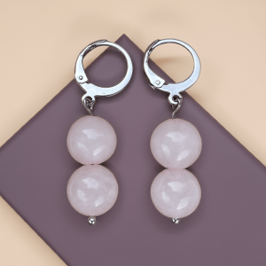 Handmade Natural Rose Quartz Earrings – 10mm Crystal Beads – Heart Chakra Healing Stone Jewelry – Gift for Her – Love & Compassion Crystal Earrings