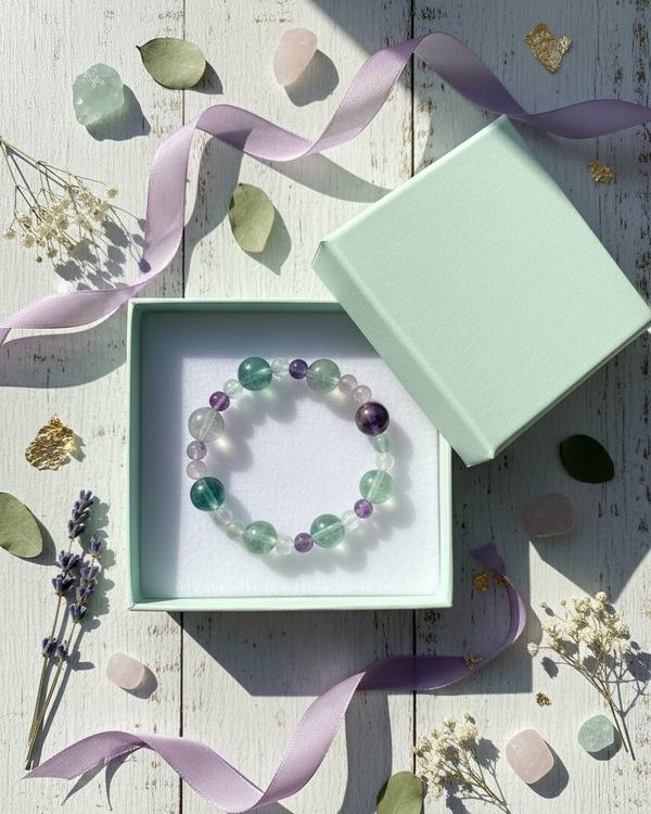 Fluorite Crystal Bracelet (f/m): Clarity, emotional healing, focus