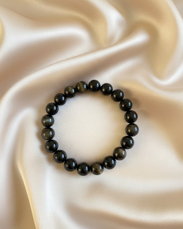 Golden Black Obsidian Bracelet (f/m): Protection, strength, transformation