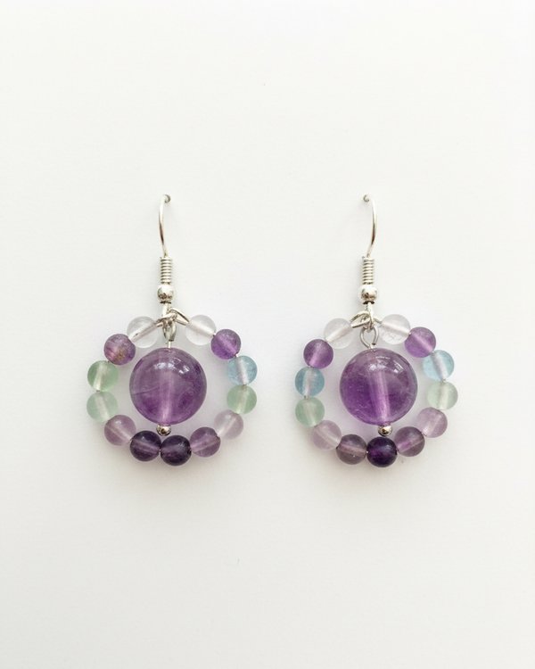 Flourite Sterling Silver Crystal Earrings: Clarity, emotional healing, focus