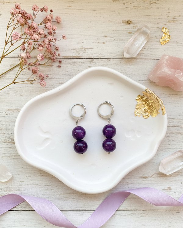 Amethyst Crystal Earrings – Spiritual growth, intuition, protection