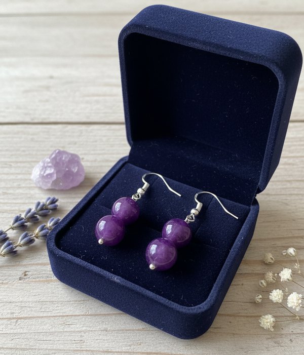 Amethyst Crystal Earrings – Spiritual growth, intuition, protection