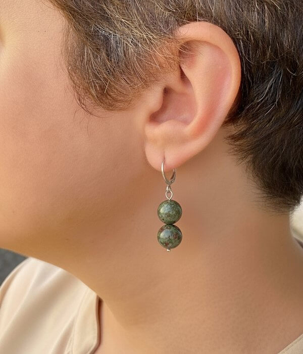 Dragon blood Epidote Jasper (Unakite) Earrings – Emotional Healing, Transformation