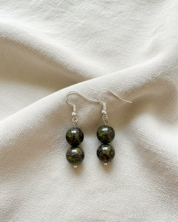 Dragon blood Epidote Jasper (Unakite) Earrings – Emotional Healing, Transformation