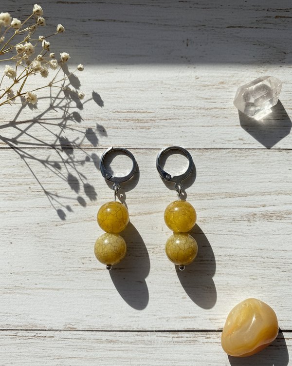 Dragon Vein Agate Crystal Earrings – Strength, protection, creativity, and energy flow