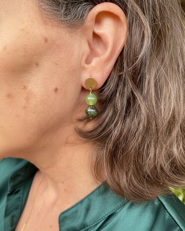 Epidote Jasper and Agate Earrings: Grounding, Balance, Emotional renewal