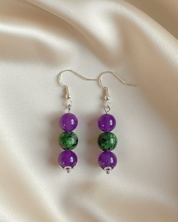 Amethyst and Ruby Zoisite (Anyolite) handmade earrings