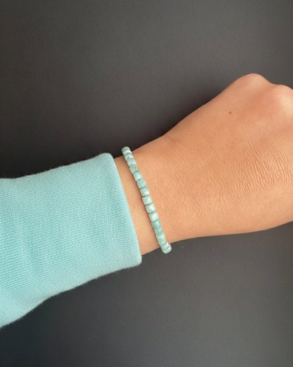 Dainty Peruvian Amazonite natural gemstone faceted beads bracelet with clasps_EG7_woo Handmade Adjustable Amazonite Gemstone Bracelet Jewellery for women