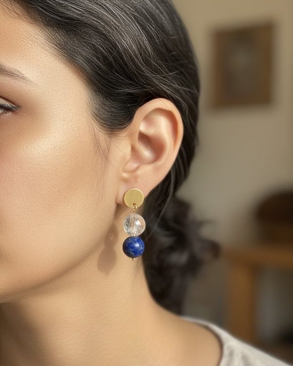 Citrine and Lapis Lazuli Earrings: Wealth, success, communication