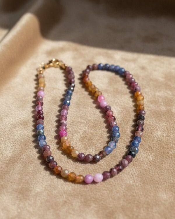 Ruby Sapphire Gradient Natural Gemstone Necklace
