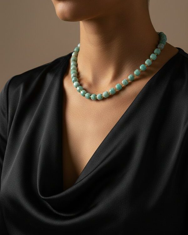 Russian Amazonite Faceted Natural Gemstone Necklace (17 inch)