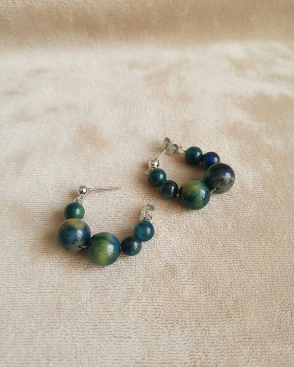 Dyed Blue Tiger&rsquo;s Eye hoop earrings