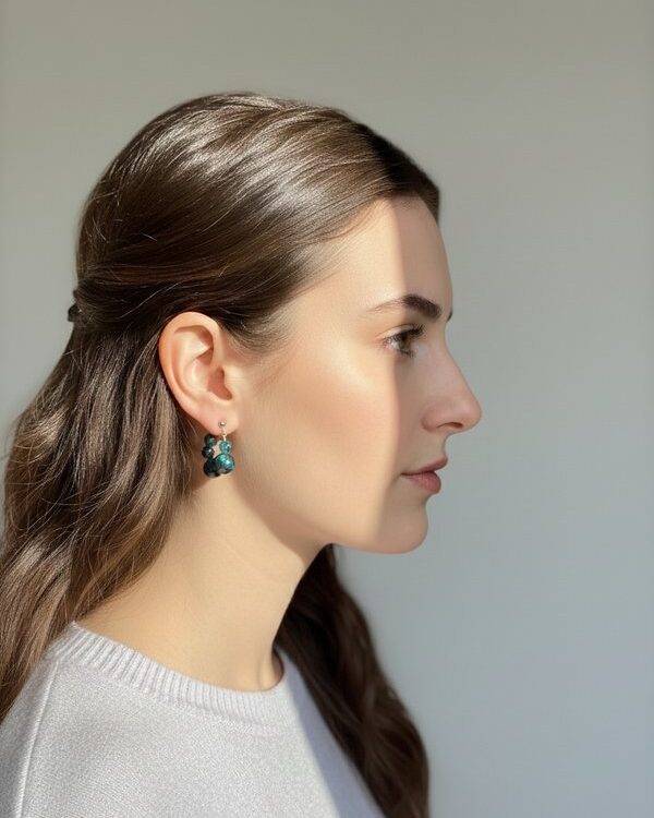 Dyed Blue Tiger&rsquo;s Eye loop earrings