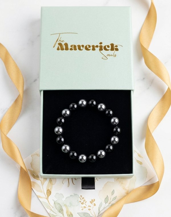 Father's Day Gift Bracelet | Black Tourmaline - Hematite | Protection - Calm | Gift for Dad