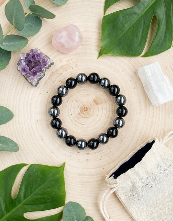 Father's Day Gift Bracelet | Black Tourmaline - Hematite | Protection - Calm | Gift for Dad