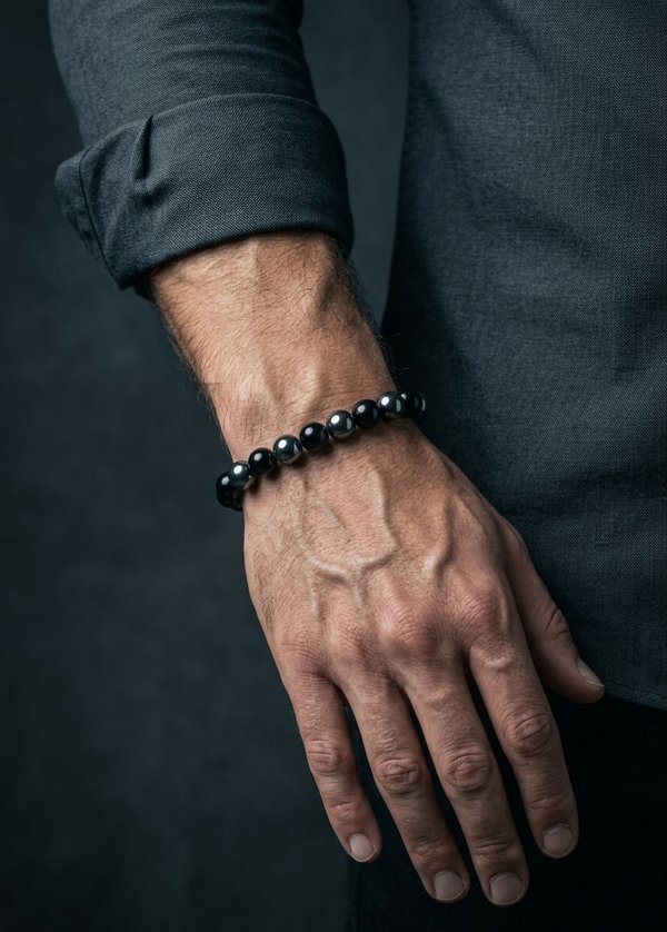 Father's Day Gift Bracelet | Black Tourmaline - Hematite | Protection - Calm | Gift for Dad