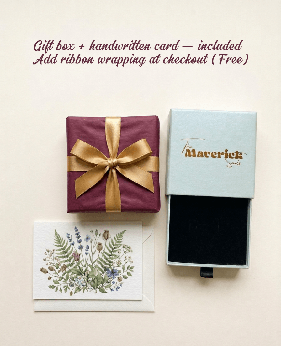 Gift box + handwritten card + ribbon wrapping