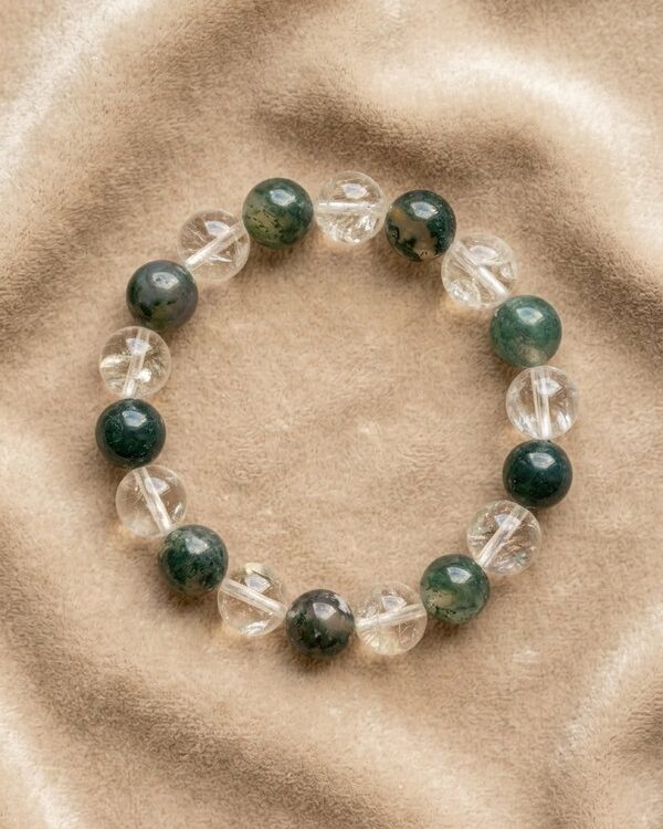 Gift Bracelet | Citrine and Moss Agate | Wealth, Growth, Abundance | Personalised